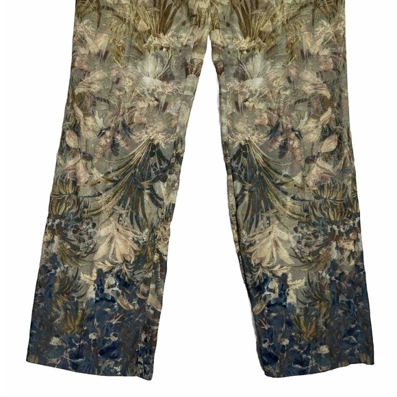 Floral Rayon Blend Pants Women's 4 Green Multi Allover Flower Print - Picture 11 of 16